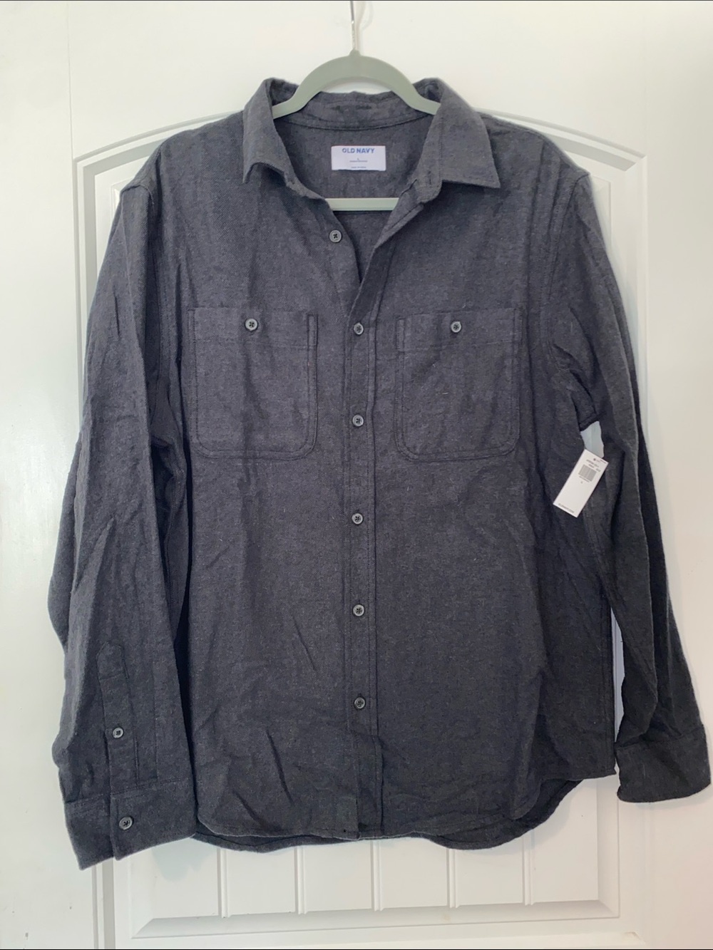 Old Navy Men’s Charcoal Button-Front Double-brushed Flannel Shirt size Large